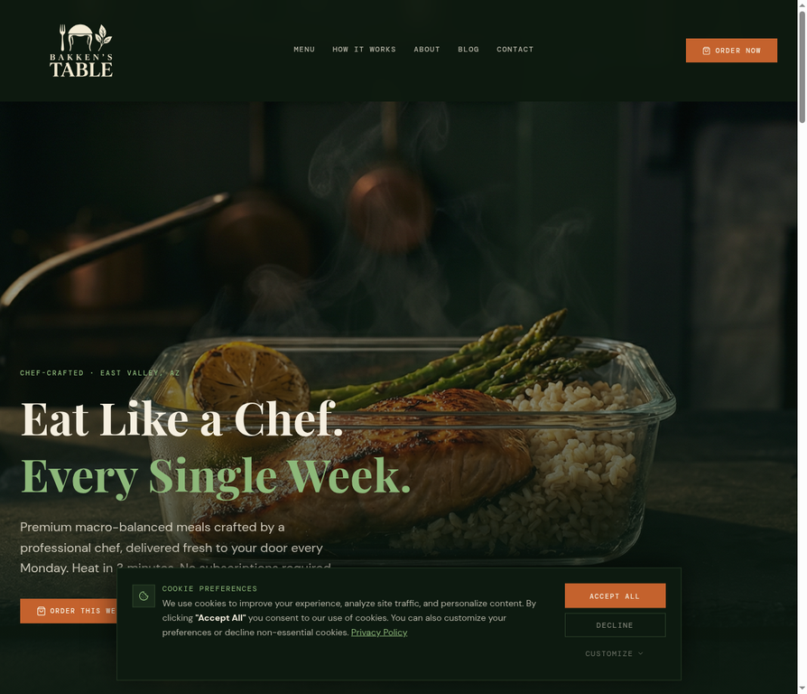 Bakken's Table website screenshot