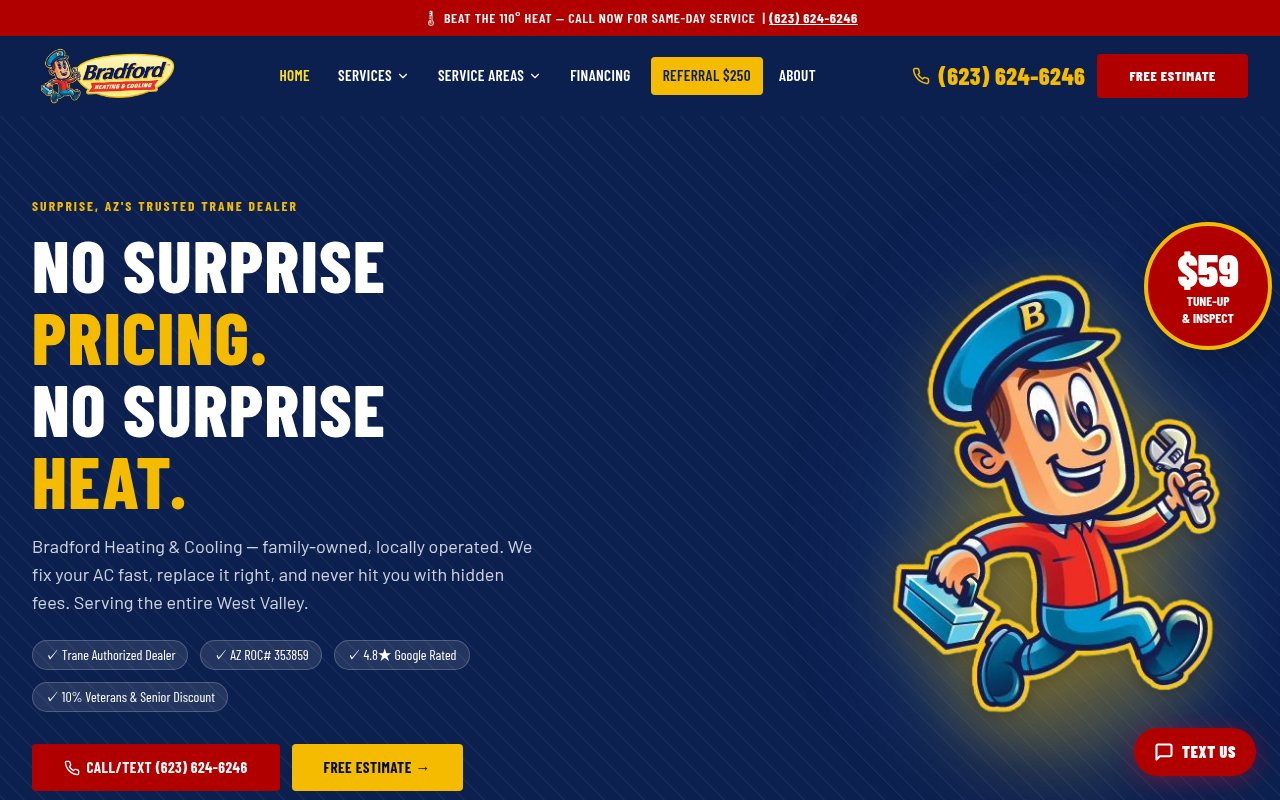 No Surprise HVAC website screenshot